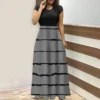 Women's Fashion Casual Loose Printed Round Neck Short Sleeve Long Dresses - Image 28