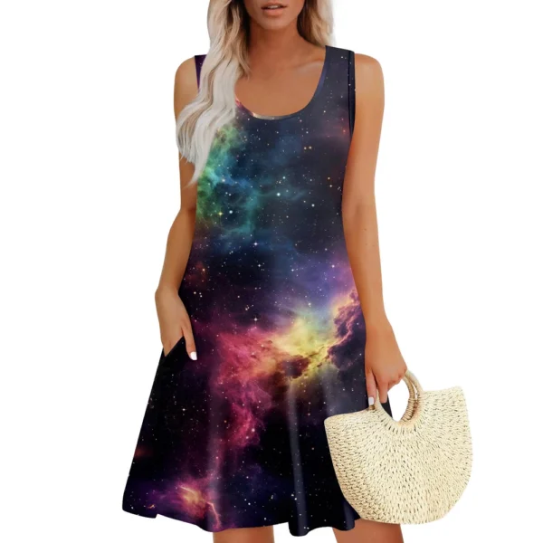 Womens Summer Dresses Easter Print  Loose U Neck Sleeveless Sundresses Dress - Image 29
