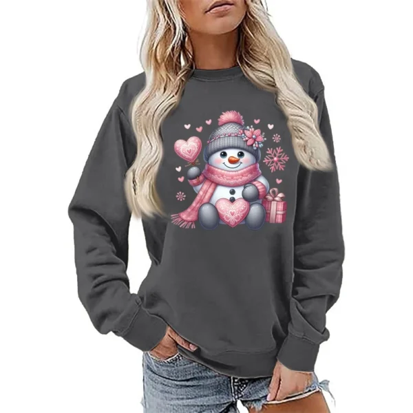 Women's Fashion Casual Round Neck Loose Long Sleeve Solid Color Sweatshirt - Image 22