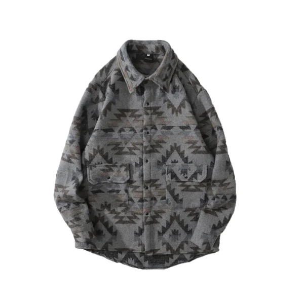 Retro Ethnic Long Sleeved Shirt Men'S Street Loose Fashion Jacket - Image 5