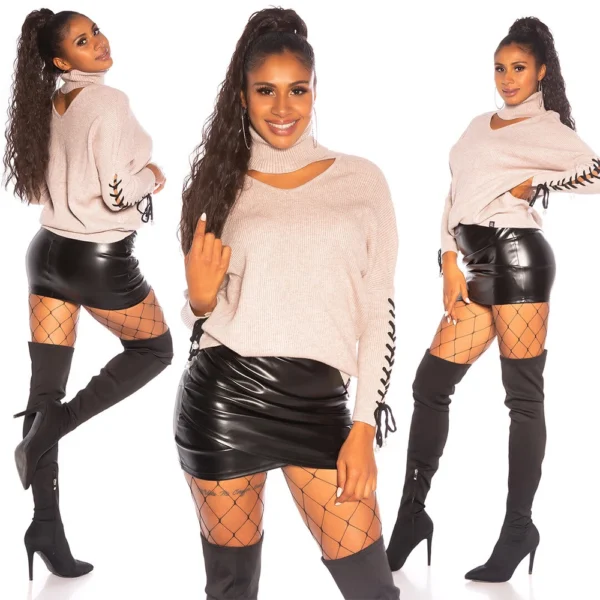 Knit top ladies loose high neck - Image 49