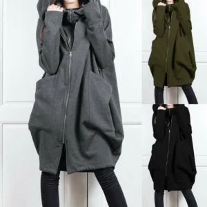 Hooded pocket hoodie zipper coat for women