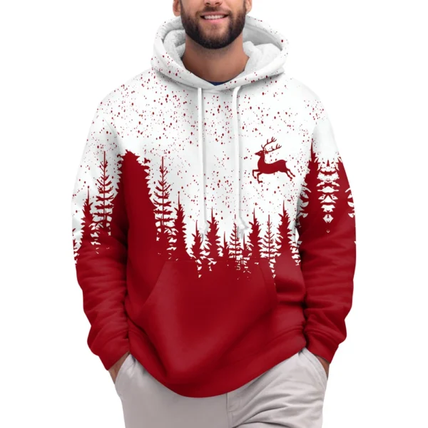 Men's Print Plush Warm Coat Fleece Sweater Casual Coat Pocket Sweater Winter - Image 29