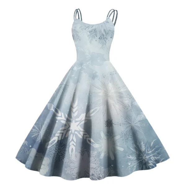 Women's Fashion Christmas Printed Sexy Strapless Gothic Cocktail Dress Punk, - Image 11