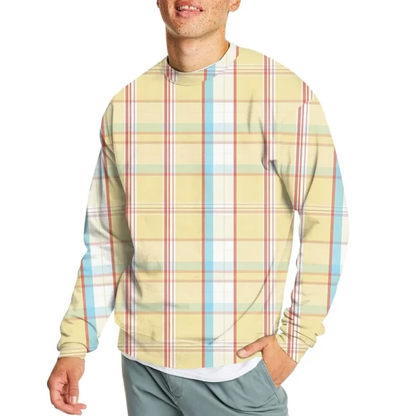 Men's Casual Fashion Comfortable Plaid Round Neck Pullover Sweatshirt Sweatshirt - Image 7