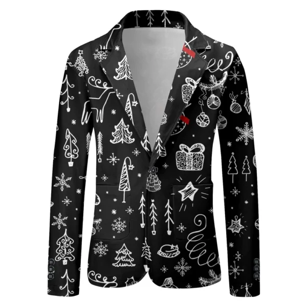 Unisex Winter Christmas Prints Suit Jackets Unisex Casual Fashion Button Jackets - Image 6