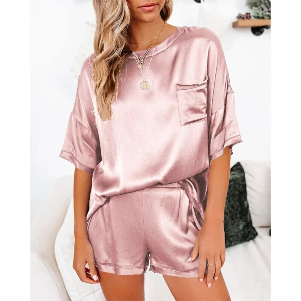 Set Solid Color Short Sleeve Short T-Shirt Pants Loose Casual Set - Image 19