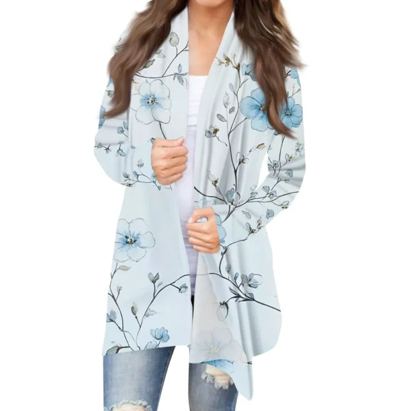 Women's Fashion Casual Vintage Floral Printed Mid-Length Cardigan Jacket - Image 23