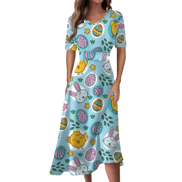 Women's Easter Loose Casual Sundresses Dresses Fashion Summer Printed Dress - Image 26