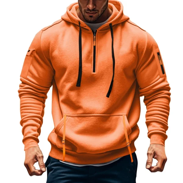 Men's Sweatshirt Hoodie Zipper Arm Pocket Cardigan Men's Sports Large Size - Image 22