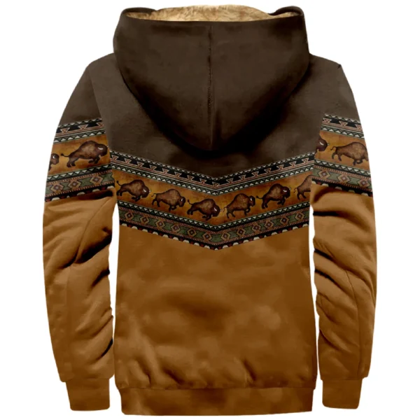 Men's Winter Print Jacket Men's Casual Trend Zipper Hooded Jacket - Image 12