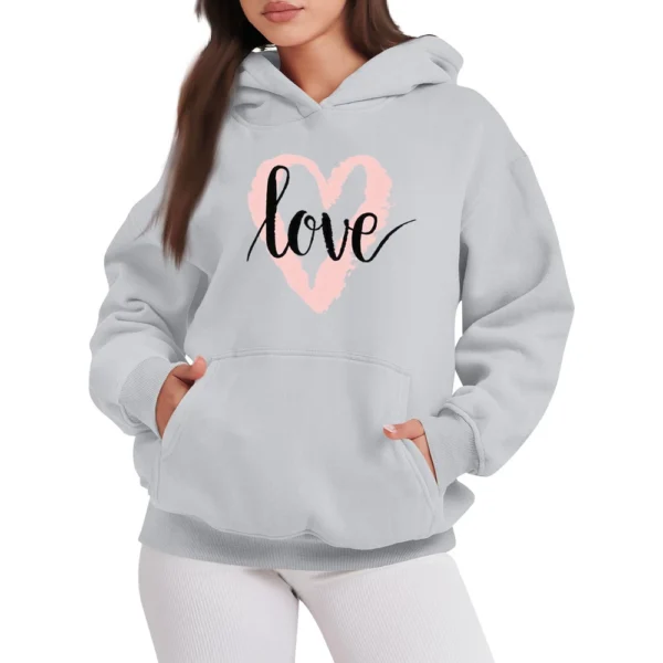 LOVE Women's Fashion Casual Pullover Hoodie Valentine's Day Printed - Image 26