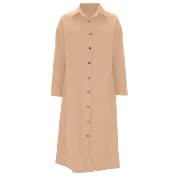 Women's Fashion Solid Color Loose Casual Comfort Lapel Long Button Coat - Image 8