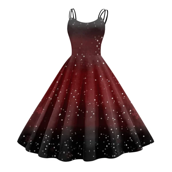 Women's Fashion Sexy Strapless Gothic Cocktail Christmas Graphic Printed - Image 19