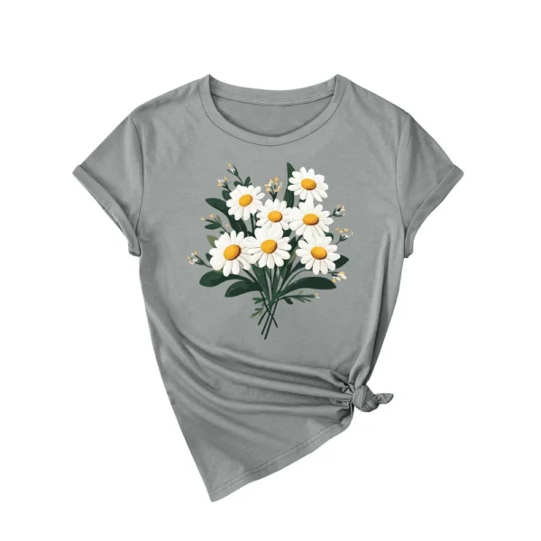 Women's Fashion Daily Casual Short Sleeved Round Neck Printed Loose T-Shirt - Image 20