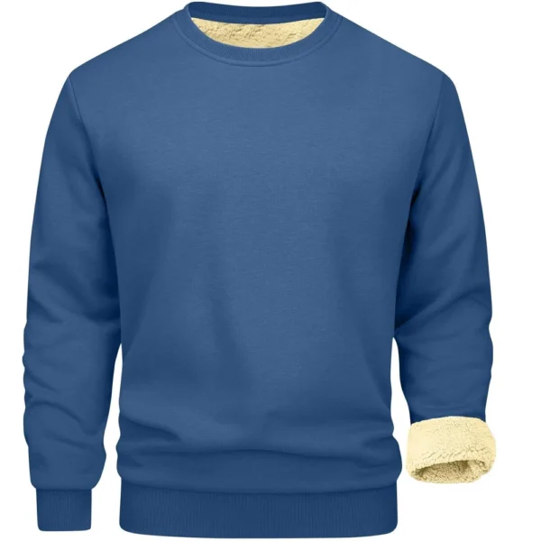Men's Long Sleeve Fleece Casual Fuzzy Crewneck Pullover Warm Winter Sweatshirts - Image 13