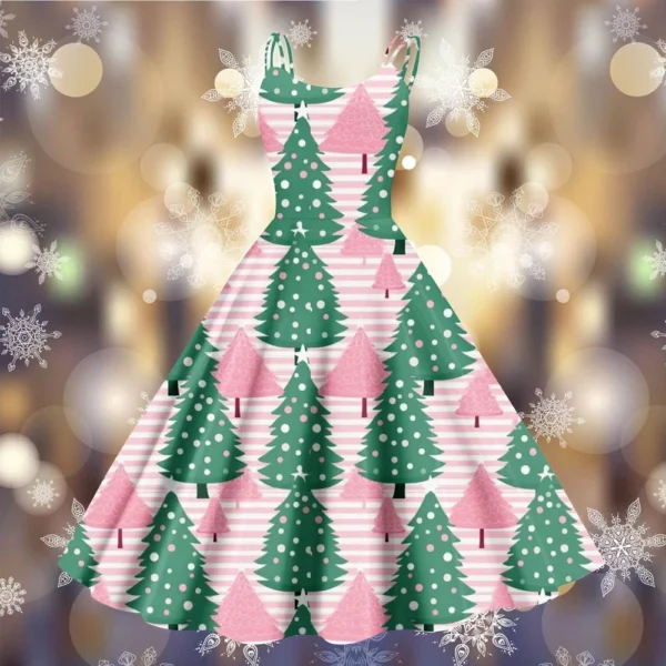 Women's Fashion Punk Strapless Gothic Cocktail Christmas Sexy Dress Printed - Image 16