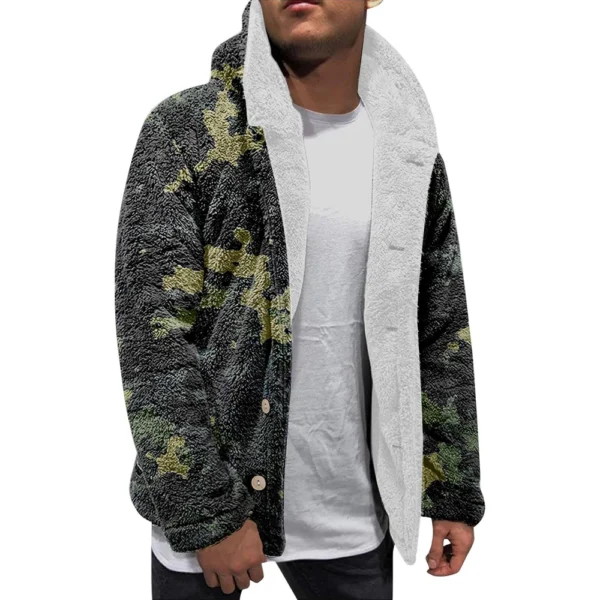 Men'S Winter Zipper Hooded Fleece Sweatshirt With Patch Pocket Casual Jacket - Image 5