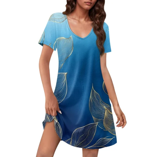 Women's Casual Sundress With Pockets Summer Boho Beach Dress Floral Blouses For - Image 17