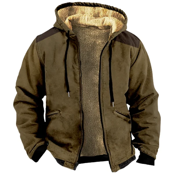 Men's Winter Print Jacket Men's Casual Trend Zipper Hooded Jacket - Image 16