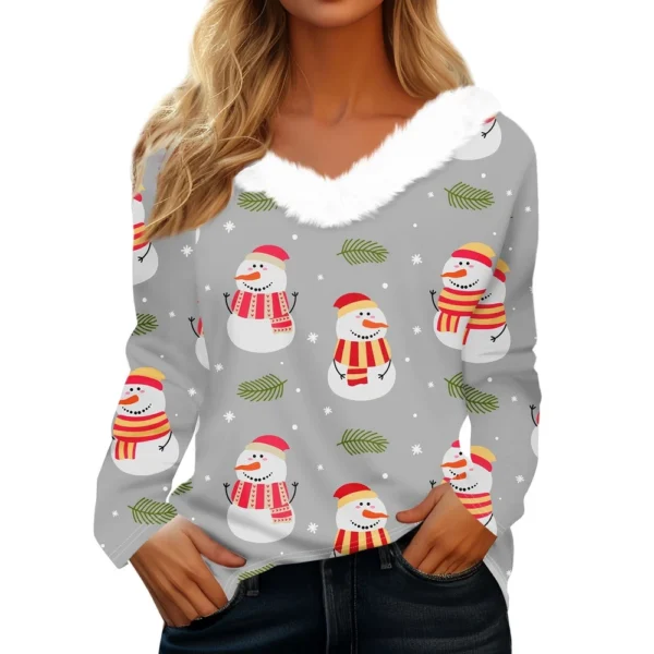 Long Sleeve Shirts For Women Cute Tops Christmas Prints Tees  Blouses Casual - Image 34
