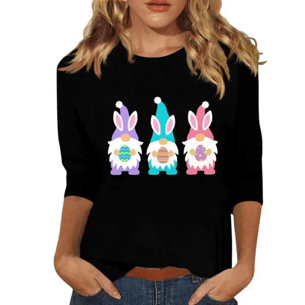 Women's Basic Easter Casual Plus Size 3/4 Sleeve Tops Fashion Printed Pullover - Image 17