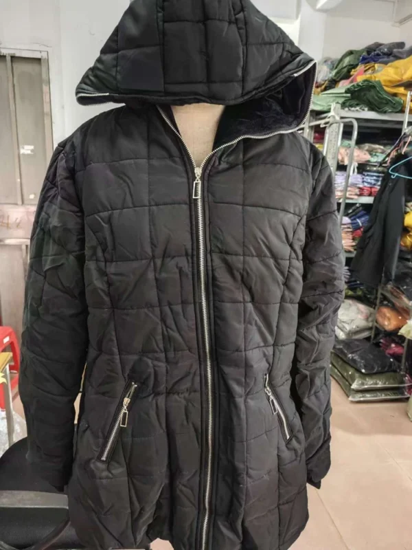 Women's Hooded Warm And Cotton Jacket With Pockets Long Zipper Jacket Cotton - Image 10