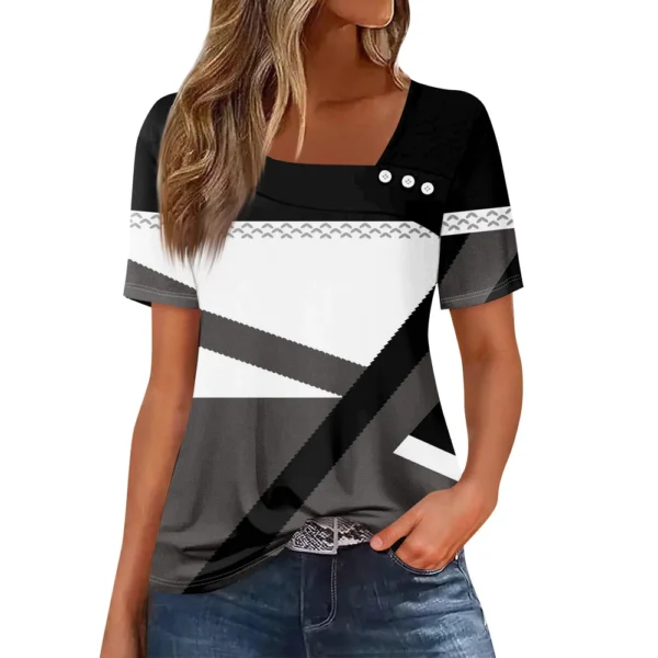 Women's Short Sleeved Loose Daily Casual Round Neck Fashion Printed T-Shirt - Image 6