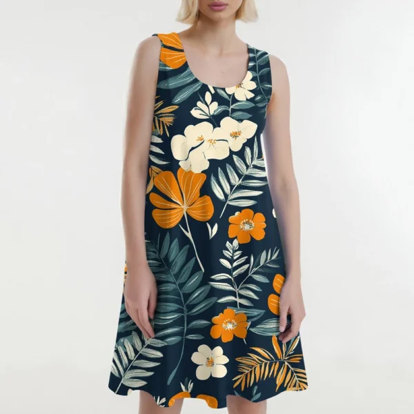 Women's Casual Fashion U-neck Sleeveless Print Dress - Image 12