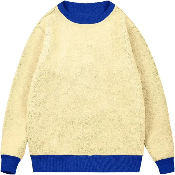 Men's Long Sleeve Fleece Casual Fuzzy Crewneck Pullover Warm Winter Sweatshirts - Image 4