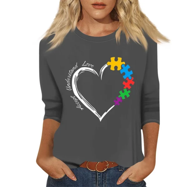 Women's Basic Printed Fashion Casual Easter Plus Size Tops 3/4 Sleeve Pullover - Image 17