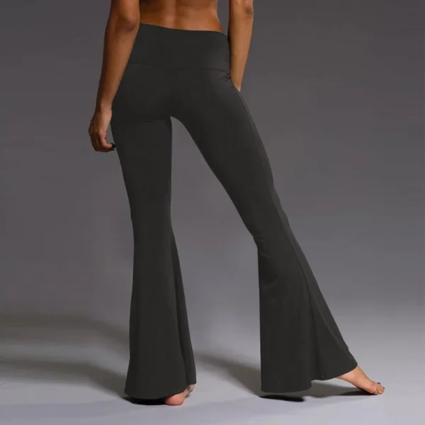 Women's Solid Color Relaxed Sports Casual High-waisted Flared Yoga Pants Long - Image 10