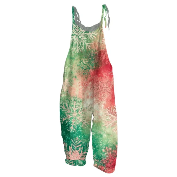 Women's Christmas Shoulder Strap Casual Loose Vintage Jumpsuit Print - Image 26