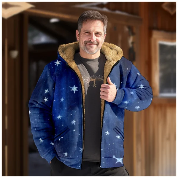 Men's Winter Print Jacket Men's Casual Trend Zipper Hooded Jacket - Image 25