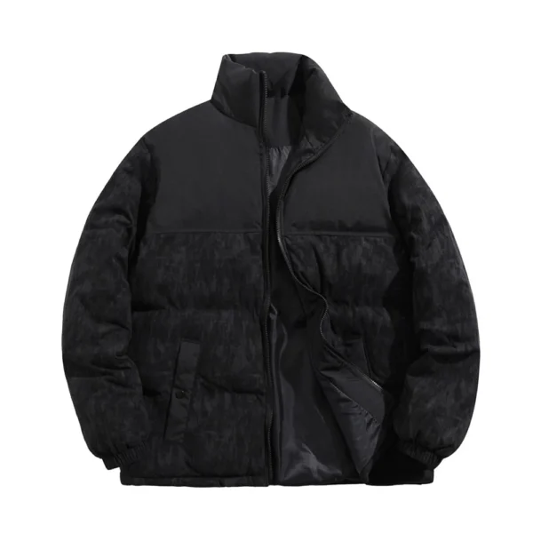 Mens Casual Outdoor Pocket Solid Color Fashion Cotton-Padded Jacket - Image 2