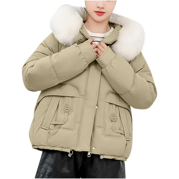 Winter Thickened Cotton-padded Jacket For Age Reduction, Largecollar, Hooded - Image 12