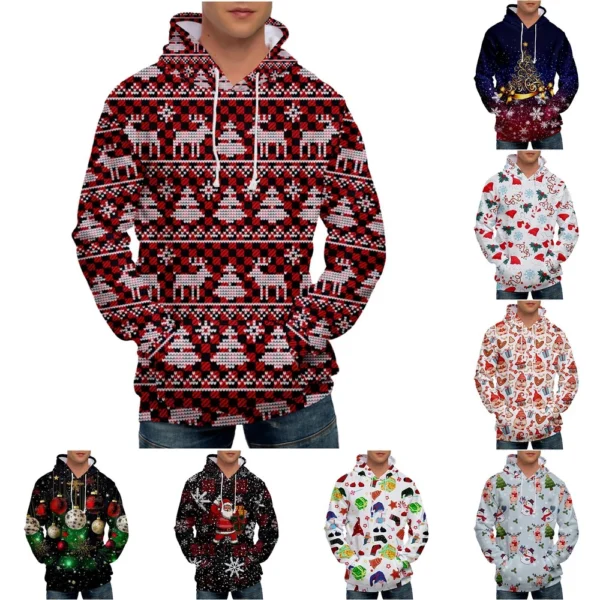 Men's Loose Printed Hooded Sweatshirt Men's Casual Fashion Sports Sweatshirt