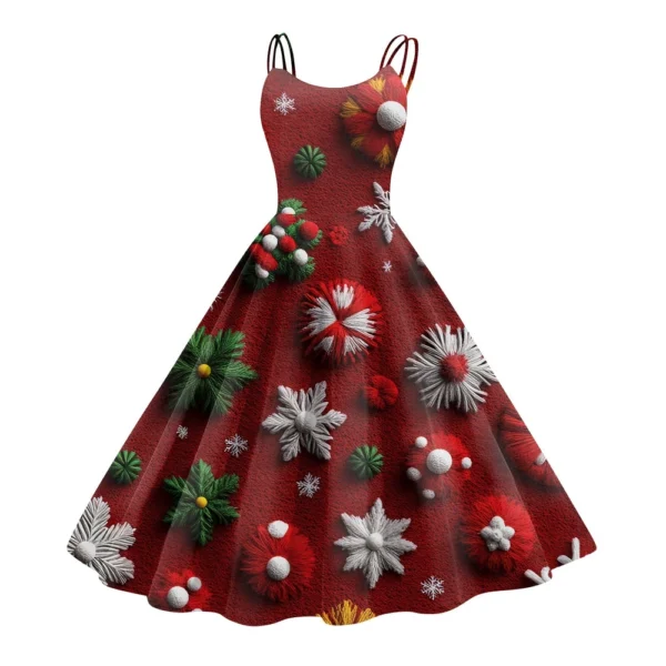 Women's Fashion Christmas Printed Sexy Strapless Gothic Cocktail Dress Punk, - Image 20