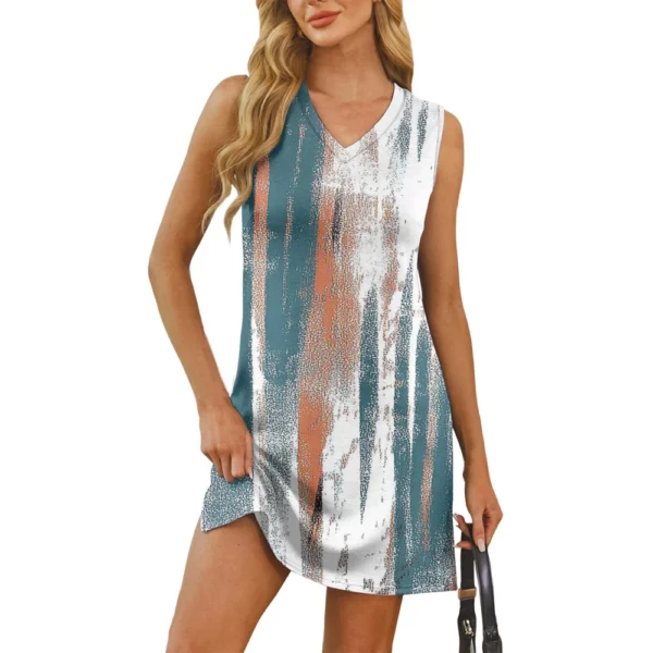 Women's V-neck Summer Casual Beach Vacation Women's Sleeveless Vintage Print - Image 61