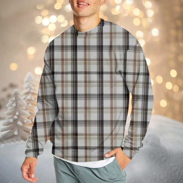 Men's Casual Fashion Comfortable Plaid Round Neck Pullover Sweatshirt Sweatshirt - Image 22