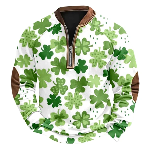 Men's St. Patrick's Day Vintage Casual Zip Sweatshirt Outdoor Casual Top - Image 10