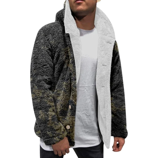 Men'S Winter Zipper Hooded Fleece Sweatshirt With Patch Pocket Casual Jacket - Image 6