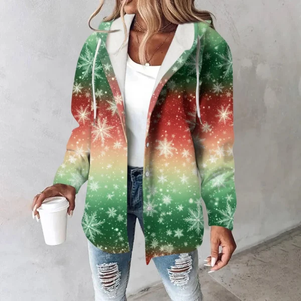 Women's Coat Casual And Fashionable Composite Thick And Warm Printed Hooded - Image 13