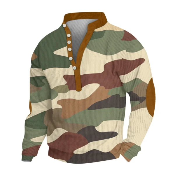 Men's Print Plush Warm Coat Fleece Sweater Casual Coat Pocket Sweater Winter - Image 22