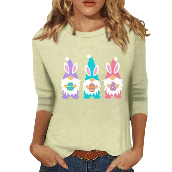 Women's Basic Easter Casual Plus Size 3/4 Sleeve Tops Fashion Printed Pullover - Image 10