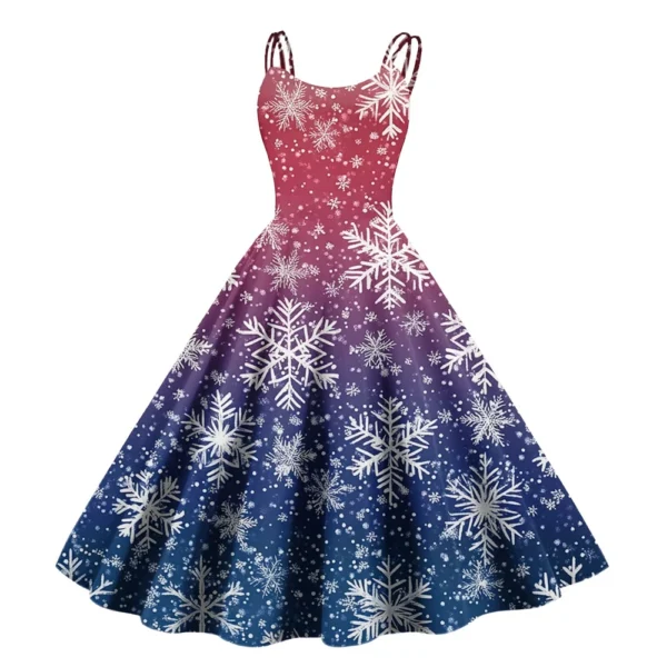 Women's Christmas Fashion Strapless Punk Printed Gothic Cocktail Dress Sexy - Image 28