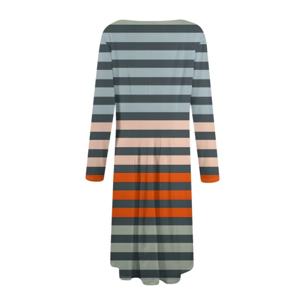 Women's Casual Fashion Round Neck Long Sleeve Print Midi Dress - Image 11