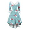 Women's Fashion V-neck Casual Fit Christmas Print Party Long Sleeve Dress - Image 17
