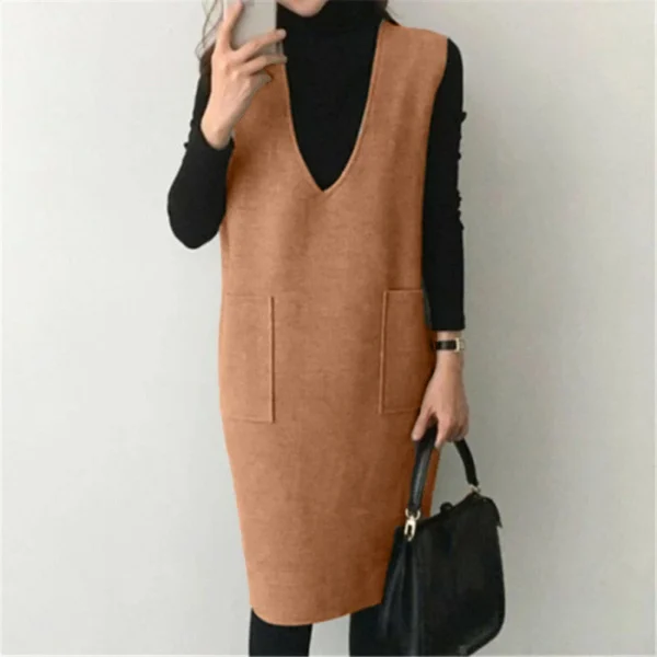 Vest women solid color loose dress women - Image 2