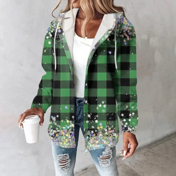 Women's Coat Casual And Fashionable Composite Thick And Warm Printed Hooded - Image 13